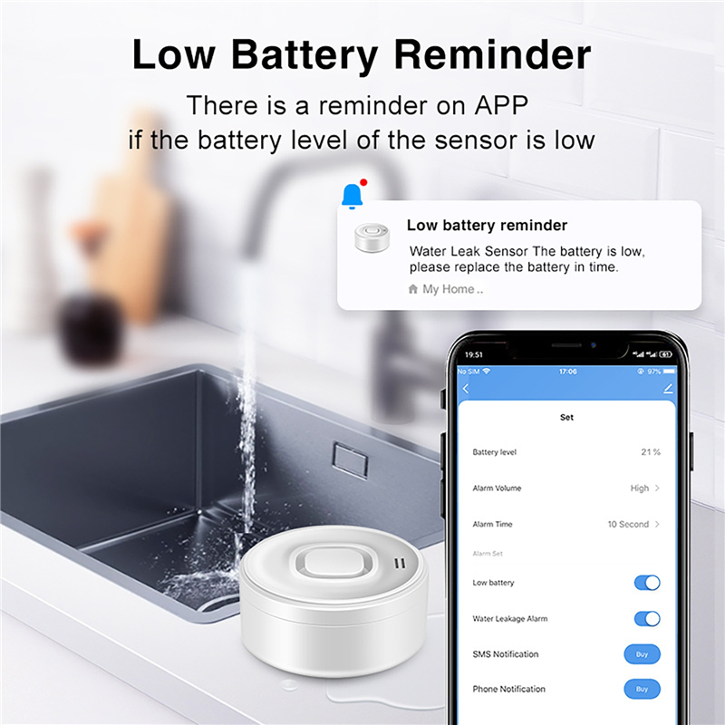 Tuya Smart WIFI Water Leak Sen - مراجعة Water Alarm Sensor وسعره