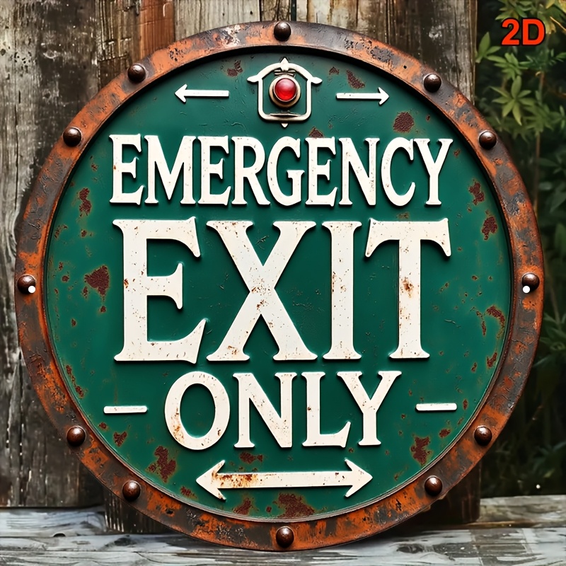2D Industrial Retro Metal Emer - مراجعة Emergency Exit Sign وسعره