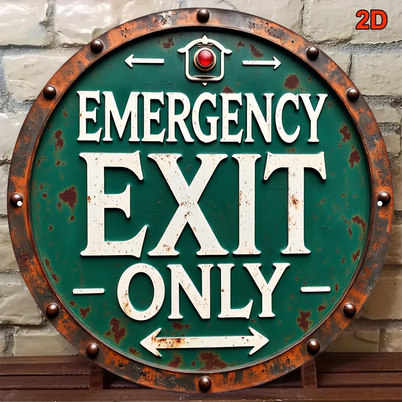 2D Industrial Retro Metal Emer - مراجعة Emergency Exit Sign وسعره