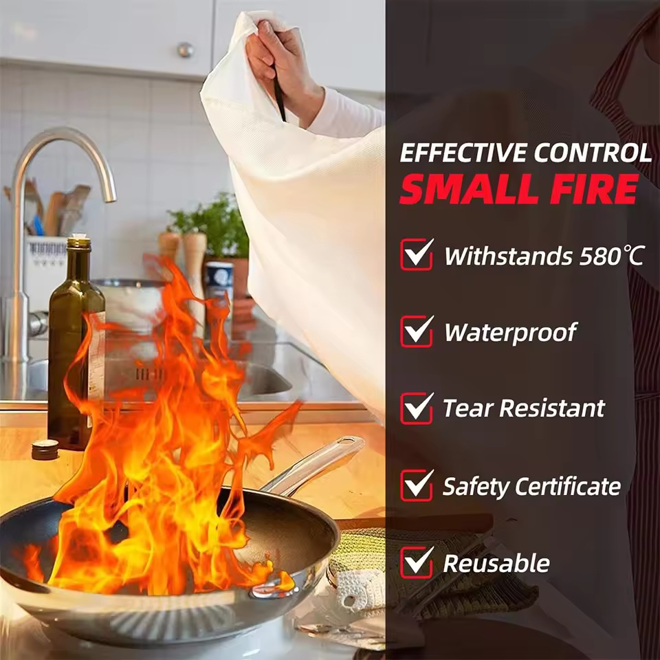 1mx1m Fire Blanket Emergency E - مراجعة Fire Blanket Kitchen وسعره