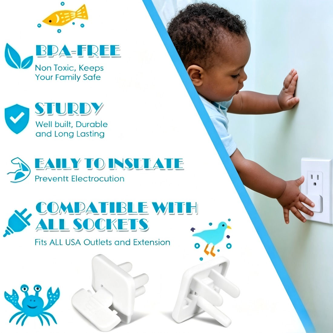 38 Pcs White Plastic Childproo - مراجعة Outlet Cover Baby وسعره