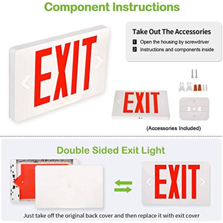 Ultra Slim LED Exit Sign, Red  - مراجعة Emergency Exit Sign وسعره