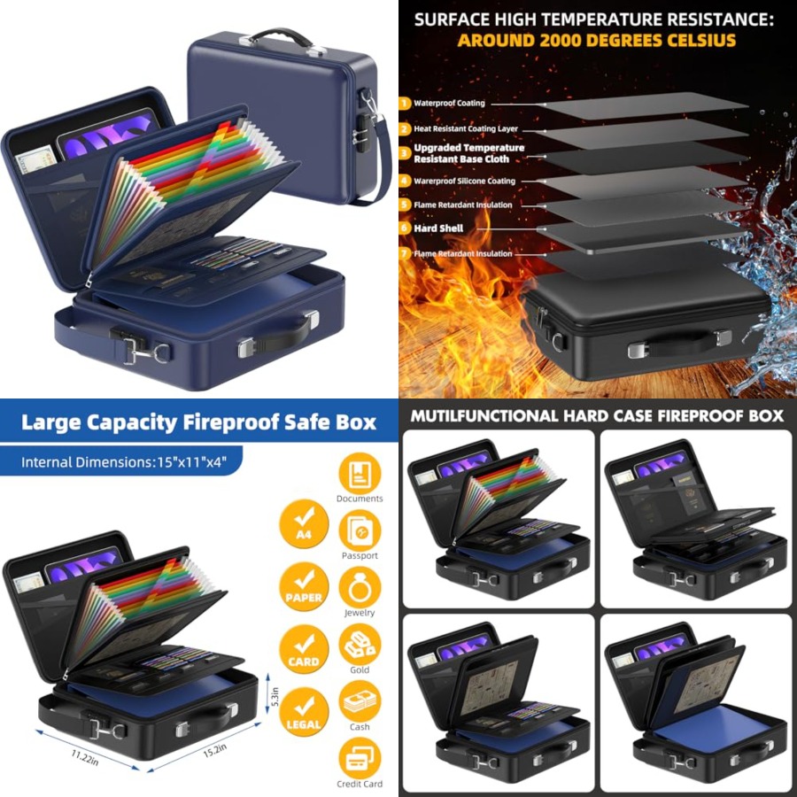 Fireproof Document Box with Lo - مراجعة Fire Safe Document وسعره