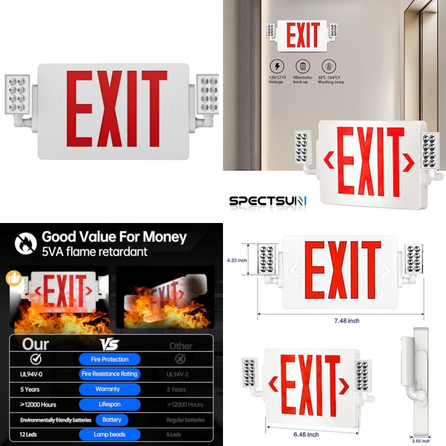 Spectsun 1 Pack Exit Signs wit - مراجعة Emergency Exit Sign وسعره