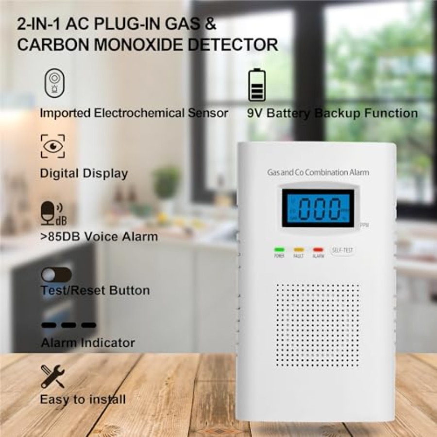 2 Pack Combination Gas and Car - مراجعة Co Detector Plug وسعره