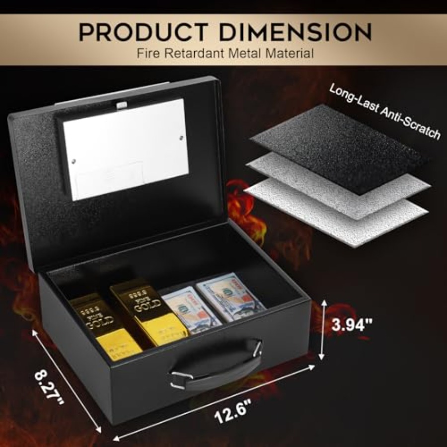 Portable Metal Safe Box with D - مراجعة Fire Safe Document وسعره