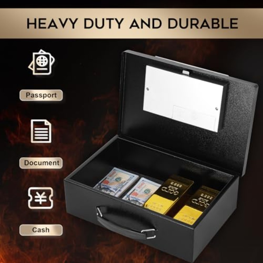 Portable Metal Safe Box with D - مراجعة Fire Safe Document وسعره