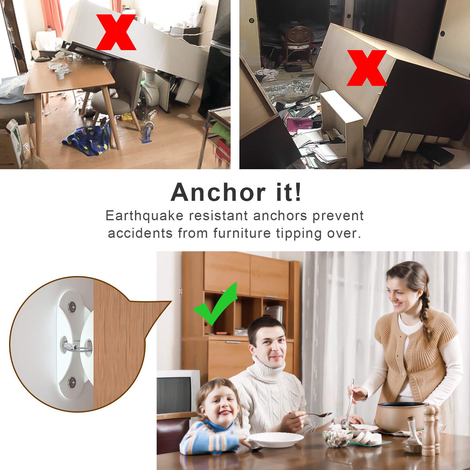Furniture Anchors (10 Pack), F - مراجعة Earthquake Anchor Strap وسعره