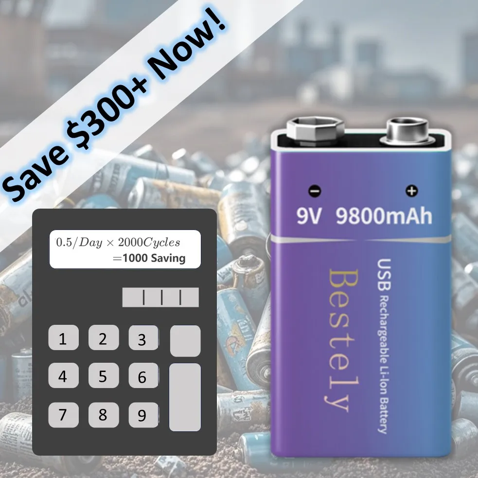Rechargeable 9V Battery, 9800m - مراجعة Smoke Detector Interconnected وسعره