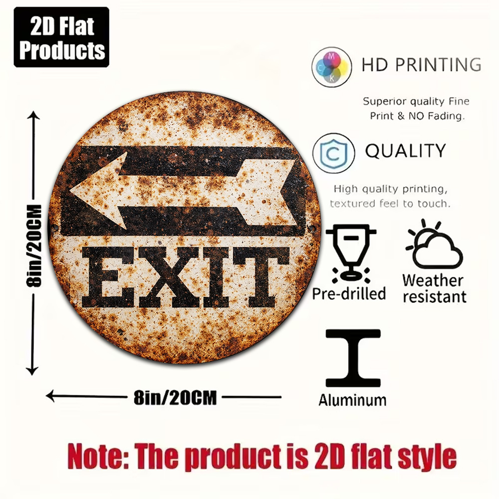 2D Metal Sign 8x8in/20x20cm Re - مراجعة Emergency Exit Sign وسعره