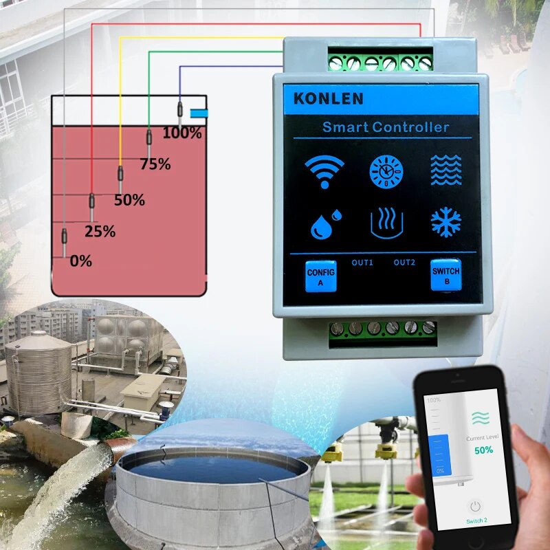 KONLEN Tuya Water Level Sensor - مراجعة Water Alarm Sensor وسعره