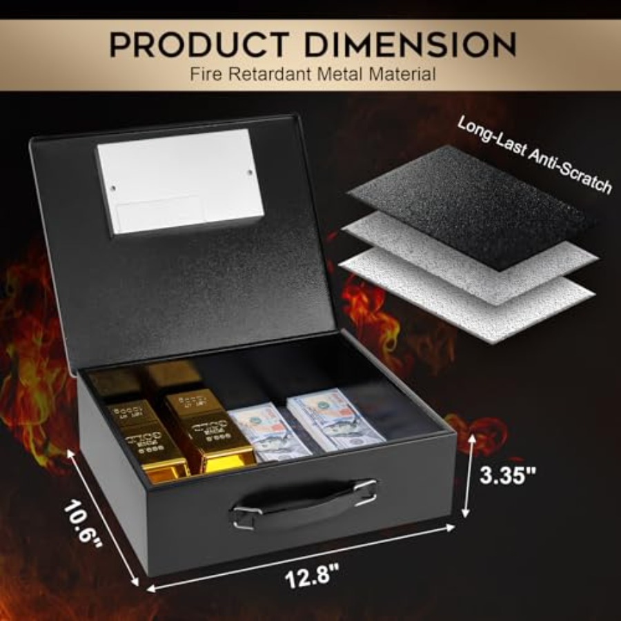 Portable Metal Safe Box with D - مراجعة Fire Safe Document وسعره
