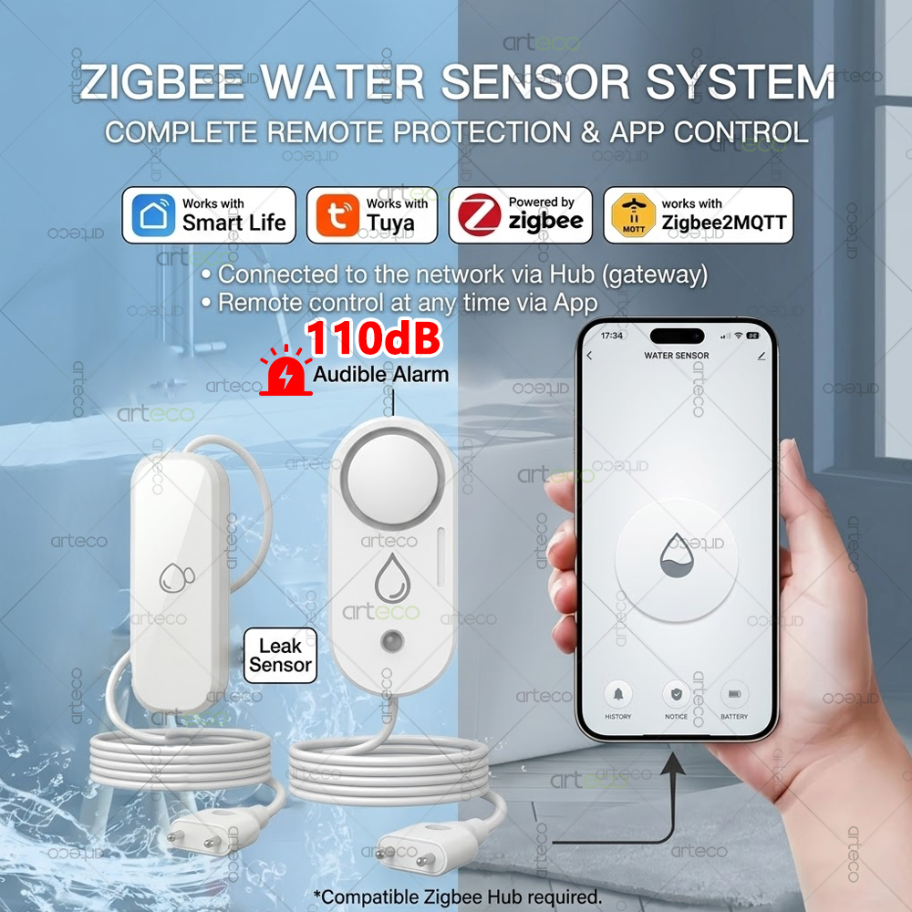 Zigbee Water Leakage Sensor Fl - مراجعة Water Alarm Sensor وسعره