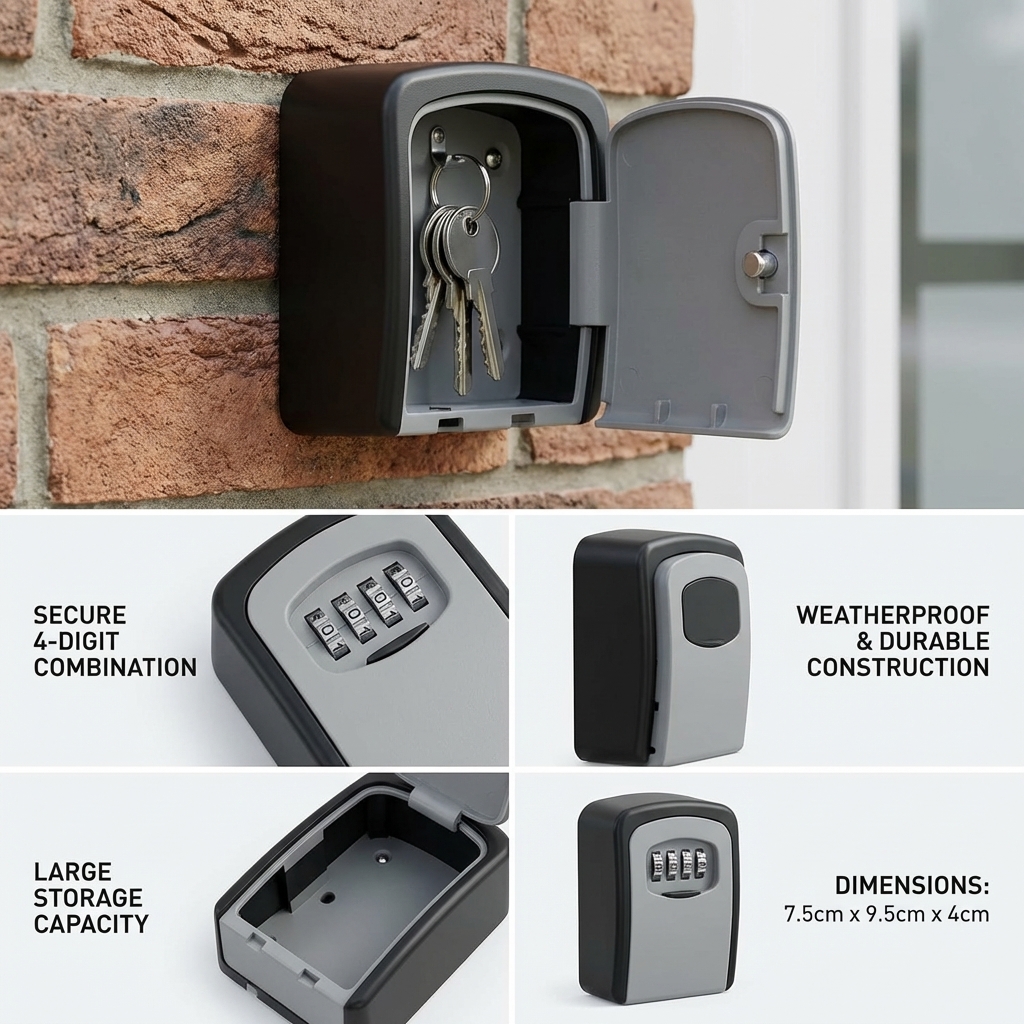 Wall Mount Key Lock Box with 4 - مراجعة Lockbox Key Secure وسعره
