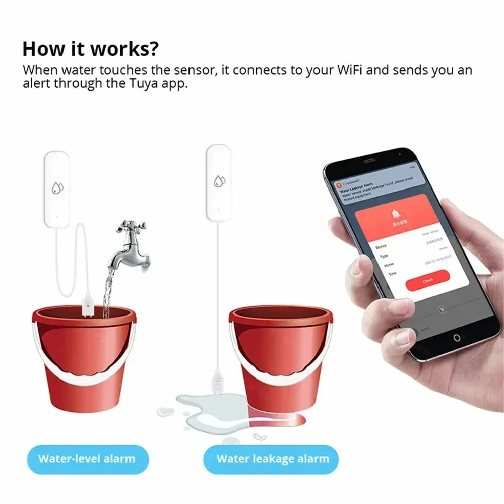 Tuya WiFi Water Sensor Leakage - مراجعة Water Alarm Sensor وسعره