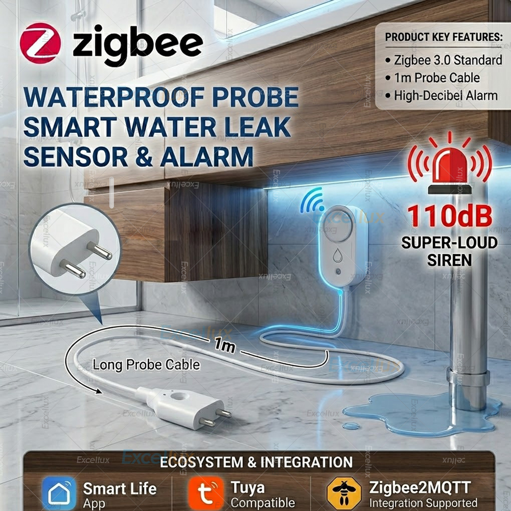 Smart Water Leak Sensor ZigBee - مراجعة Water Alarm Sensor وسعره